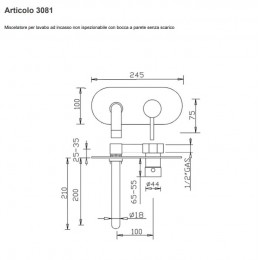 GABOLI HEOS Змішувач для раковини зі стіни 3081