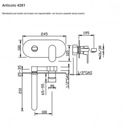 GABOLI MЇA Змішувач для раковини зі стіни 4281
