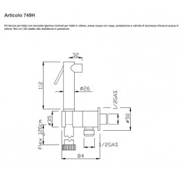 GABOLI LUXURY Набір з гігієнічним душем та запорним вентилем,  749H